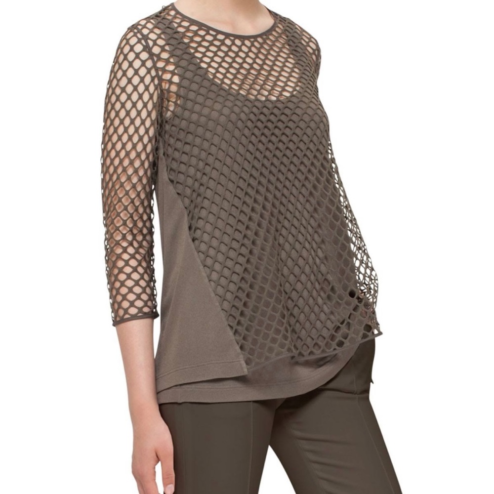 Akris Punto Women’s Sleeveless Double Layer Netted Swing Top Size 14